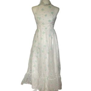 Vintage White Floral Maxi Dress